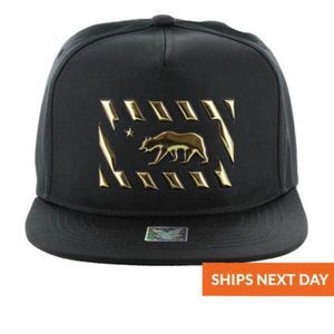 California Bear 3d Gold Cap - Dad Cap - Dad Hat - Trucker Hat - Trucker Cap